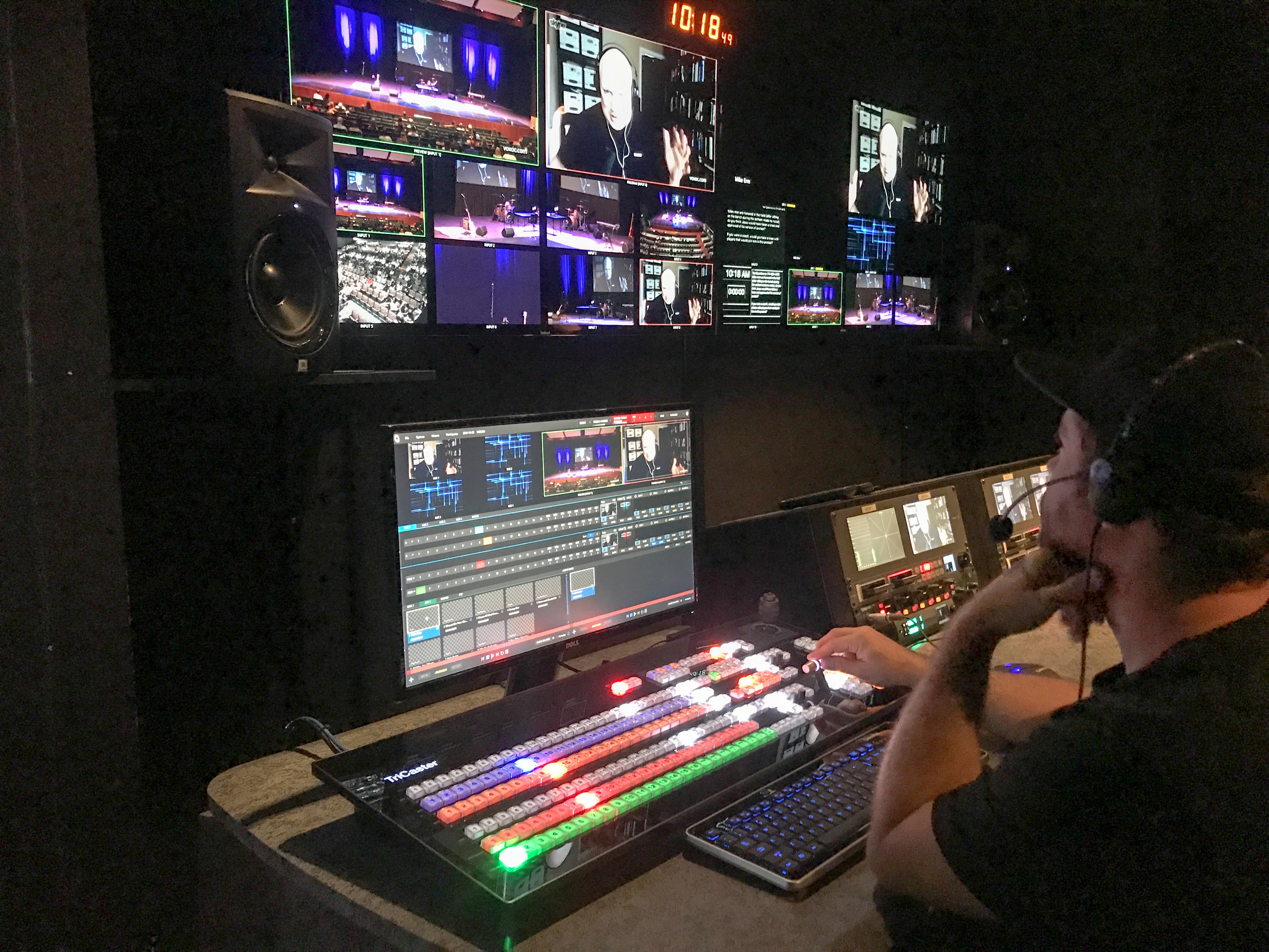 Side view of TriCaster Control Room at PYLUSD