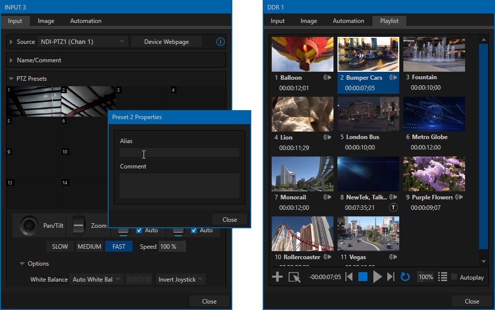 TriCaster Rev 7 Context sensitive panels present the controls you need