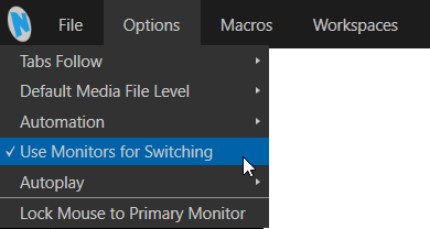 TriCaster Rev 7 Menu Option "Use Monitors to Switch" in UI
